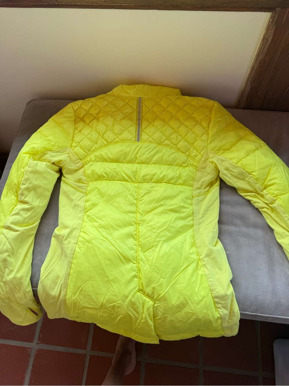 lululemon athletica Neon Yellow Quilted-Panel Puffer Jacket